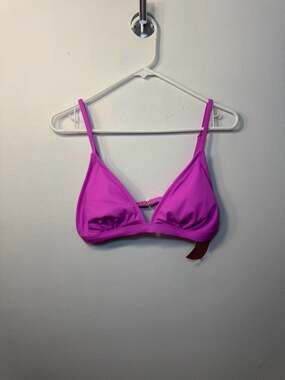 NWT Shade & Shore Women's Ribbed Triangle Bikini Top Bright Pink L (12-14)
